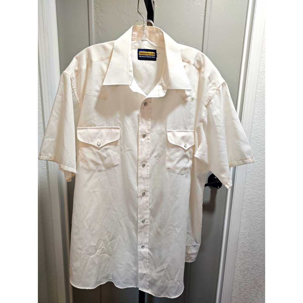 Vintage Panhandle Slim Men's XL White Striped Western Shirt Pearl Snaps